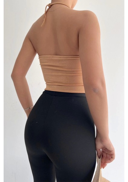 Halka Tokalı Cut Out Top Bluz Camel - 1514.9135. modelleri