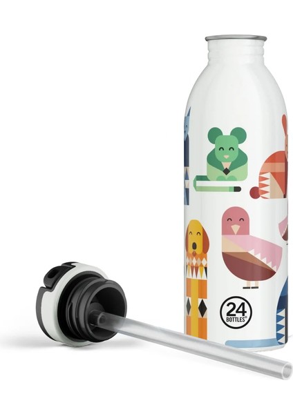 Kids Bottle Best Friends Pipetli Paslanmaz Çelik Çocuk Su Matarası 500 ml fırsatları