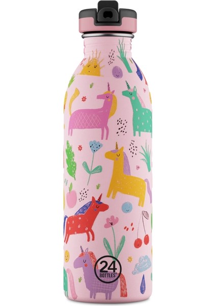 Kids Bottle Magic Friends Pipetli Paslanmaz Çelik Çocuk Su Matarası 500 ml
