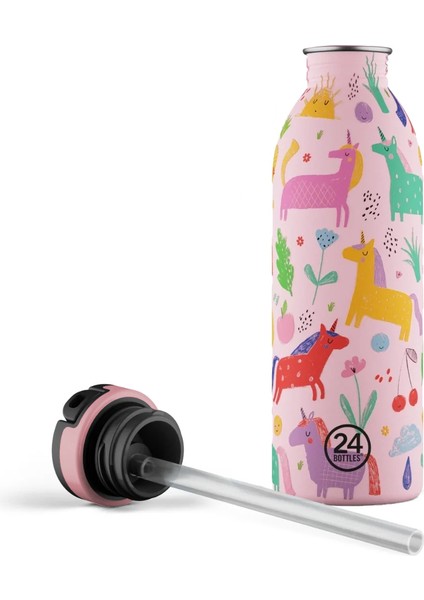 Kids Bottle Magic Friends Pipetli Paslanmaz Çelik Çocuk Su Matarası 500 ml fırsatları