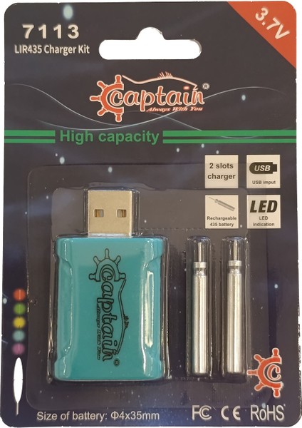 7113 Fosfor ve Şamandra Pili Için Pil Şarj Kiti USB Li