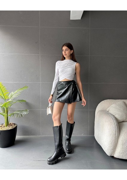 Tek Omuz Drape Detaylı Bluz