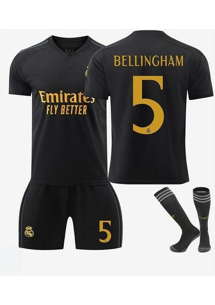 Real Madrid 2023/24 Yeni Sezon Jude Bellingham Çocuk Forması Siyah 4'lü Set