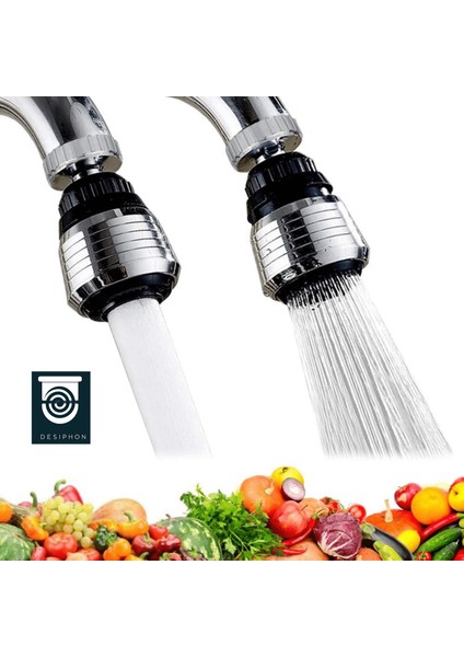Krom 2 Fonksiyonlu Mutfak Lavabo Başlığı 360° Döner Su Tasarruflu Musluk Ucu Aparatı
