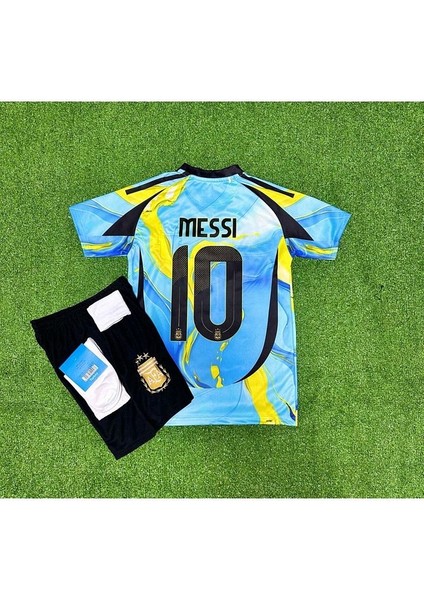 Lionel Messi Arjantin 2024/25 Yeni Sezon Özel Konsept Forması 4'lü Set (Blue-Yellow)