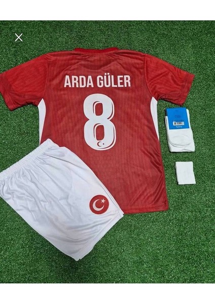 Türkiye Euro 2024 Arda Güler 8 Numara Çocuk 3'lü Set Hediyeli Kırmızı Milli Takım Forması