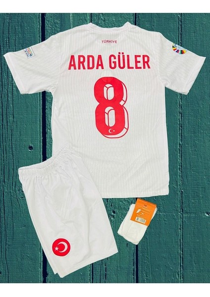 Türkiye 'arda 'güler 8 Numara Euro 2024 Avrupa Şampiyonası Özel Çocuk Beyaz Forması