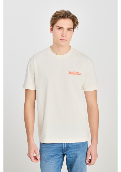 Erkek Relaxed Fit %100 Pamuk Sırt Baskılı Bisiklet Yaka T-Shirt - LM828731543