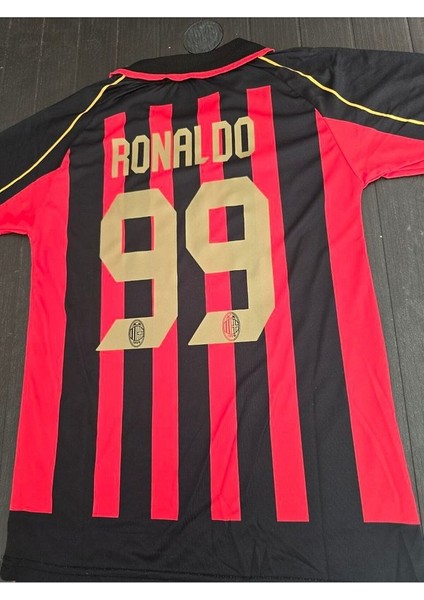 A.c M.i.l.a.n 2007 Sezonu #99 Fenomen Ronaldo Özel Nostalji Forması Kısa Kol (Kırmızı/siyah)