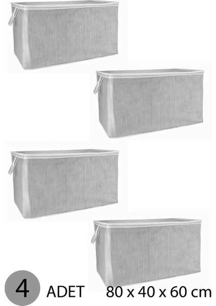 Geniş Saklama Kutusu 80X60X40 Cm, 4'lü Gri Set