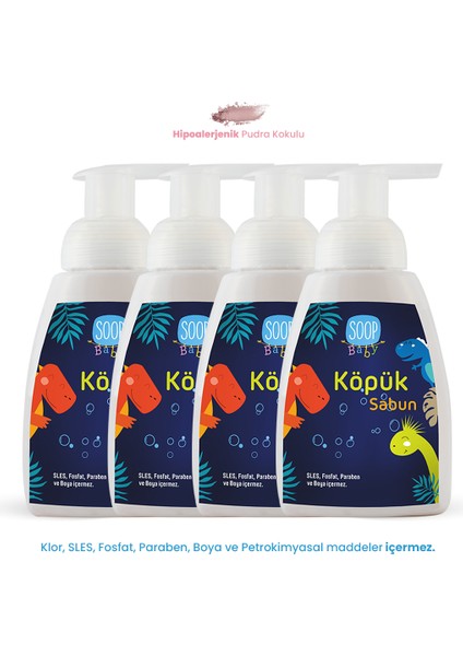 Baby Köpük Sabun Sevimli Dinazor 4'lü Paket