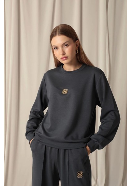 Modal Kumaş Metal Aksesuarlı Kadın Antrasit Takım fırsatları