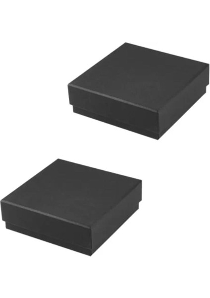 50 Adet Siyah Tam Kapaklı Selefonlu ve Süngerli Takı Kutusu, 12X12X3 cm