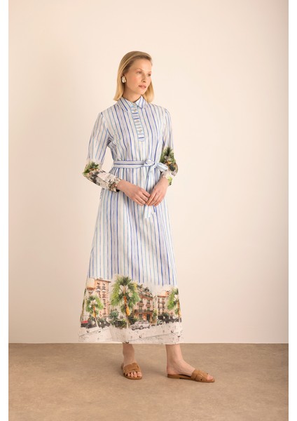 Desenli , Çizgili Cotton Elbise modelleri
