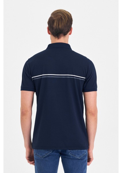 Erkek Polo Yaka, Çift Çizgili ,cepli T-Shirt