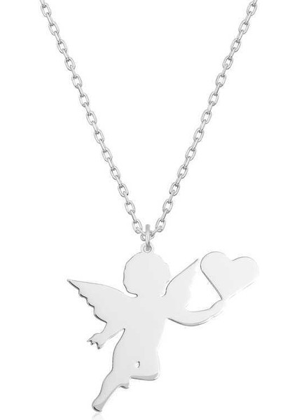 Gümüş Kalpli Meleğim Bayan Kolye