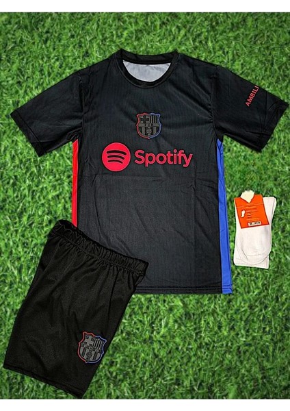Fc/ Barcelona #isimsiz 2024/25 Deplasman Çocuk Forması 4 Lü Set (Black)