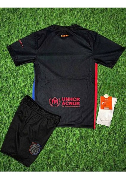 Fc/ Barcelona #isimsiz 2024/25 Deplasman Çocuk Forması 4 Lü Set (Black)