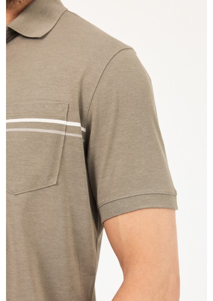 Erkek Polo Yaka, Çift Çizgili ,cepli T-Shirt fırsatları