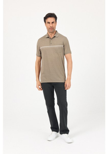 Erkek Polo Yaka, Çift Çizgili ,cepli T-Shirt indirimleri