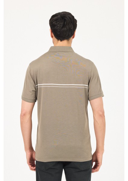 Erkek Polo Yaka, Çift Çizgili ,cepli T-Shirt