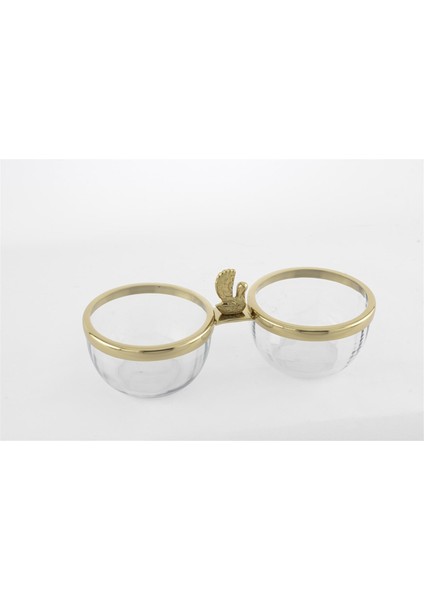 Gold Metalli 2 Bölmeli Cam Çerezlik 25X11X10CM fiyatları
