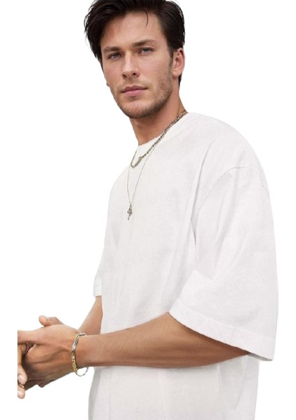 Erkek 3'lü Siyah, Beyaz ve Bordo Basic Düz Baskısız Oversize Salas T-Shirt modelleri