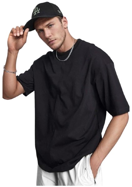 Erkek 3'lü Siyah, Beyaz ve Bordo Basic Düz Baskısız Oversize Salas T-Shirt fırsatları