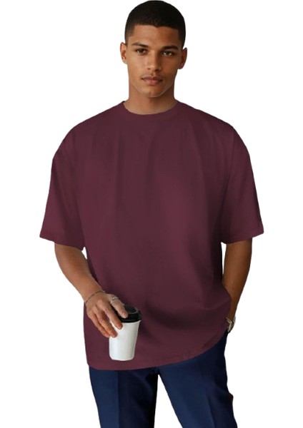 Erkek 3'lü Siyah, Beyaz ve Gül Kurusu Basic Düz Baskısız Oversize Salas T-Shirt fiyatları