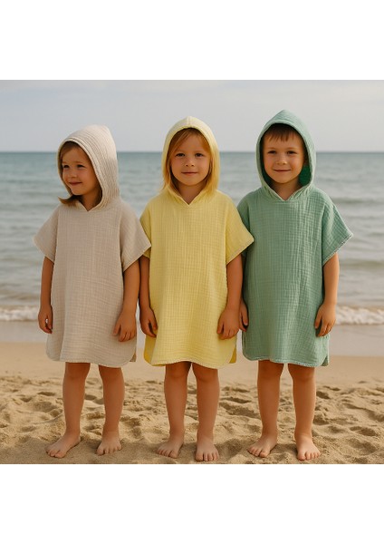 %100 Organik 4 Katlı Multi Muslin Bornoz -Nil Yeşili