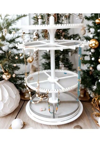 Çok Katlı Döner Takı Organizeri, Beyaz, Şık ve Pratik Saklama Çözümü fiyatları