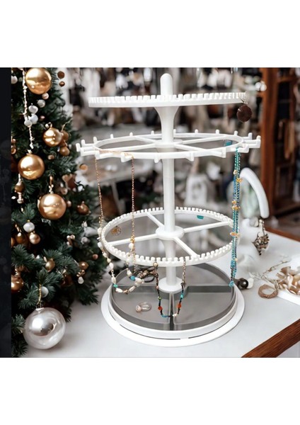 Çok Katlı Döner Takı Organizeri, Beyaz, Şık ve Pratik Saklama Çözümü modelleri
