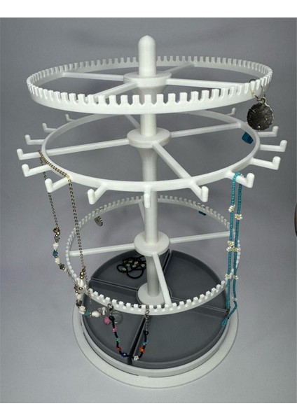 Çok Katlı Döner Takı Organizeri, Beyaz, Şık ve Pratik Saklama Çözümü fırsatları