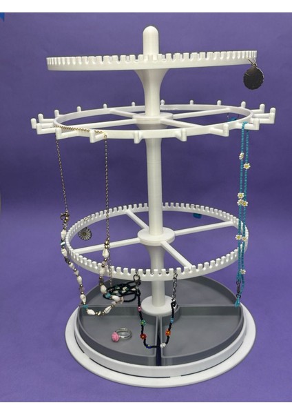 Çok Katlı Döner Takı Organizeri, Beyaz, Şık ve Pratik Saklama Çözümü indirimleri