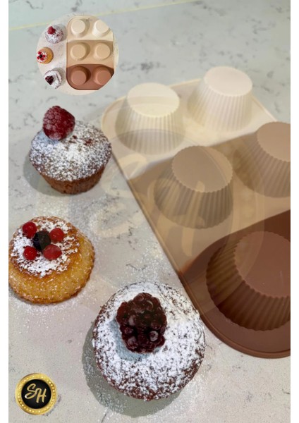 6 Lı Lüks Muffin Silikon Kek Kalıbı