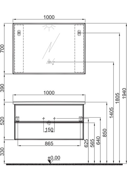 Zeta 100 cm Mat Gül Kurusu Banyo Dolabı Takımı 610100201571 fiyatları
