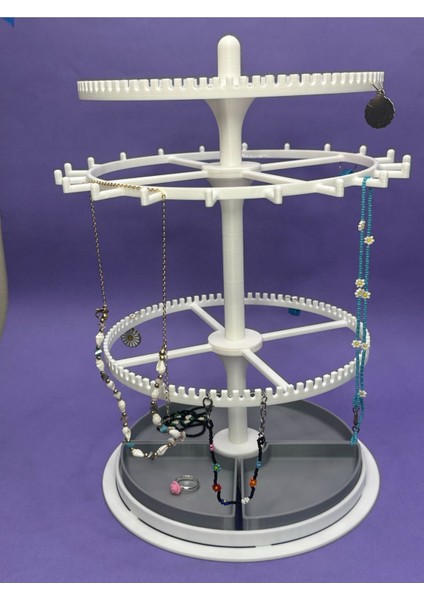 Çok Katlı Döner Takı Organizeri, Beyaz, Şık ve Pratik Saklama Çözümü