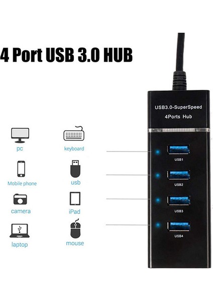 4 Port USB 3.0 Hub Çoğaltıcı Çoklayıcı Swıtch Hızlı Çoklama Dişi Splitter Laptop Bilgisayar Için