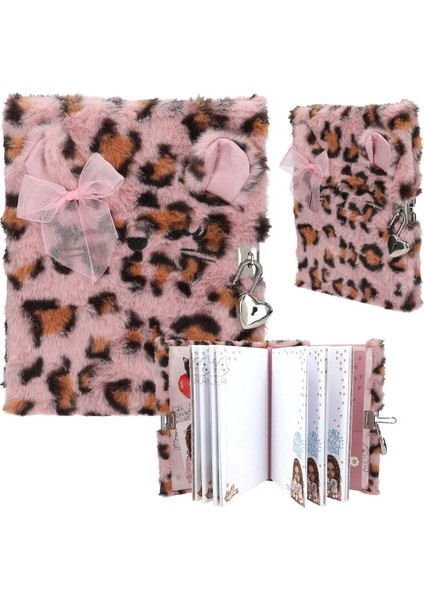 Kilitli Günlük Pembe Peluş Kedi