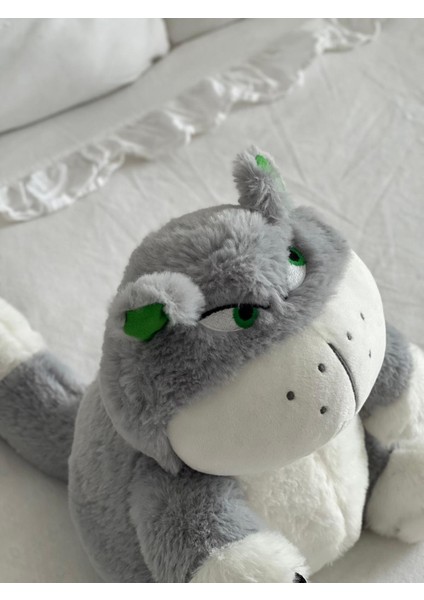 Çocuk Sevimli Asabi Kedi Oyun&uyku Arkadaşı Peluş Yastık Gri 25 cm