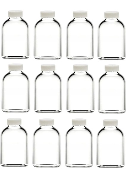 100 ml Şeffaf Cam Mini Ginger Shot Şişesi, 12 Adet, Detox Şişesi, Sızdırmaz Kapaklı Şişe, Süs Şişesi, Kolonya Şişesi, Koku Şişesi