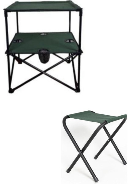 Yeşil Katlanır Masa ve Kamp Taburesi Seti, Pratik ve Şık Outdoor Ürünleri fırsatları