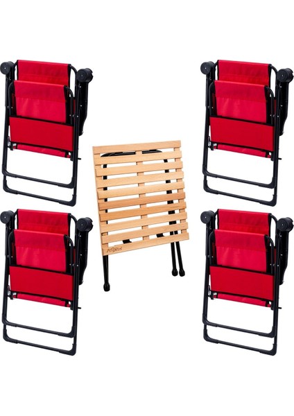Kırmızı Katlanabilir Kamp Sandalyesi ve Masa Seti, 130 kg Taşıma Kapasitesi fiyatları