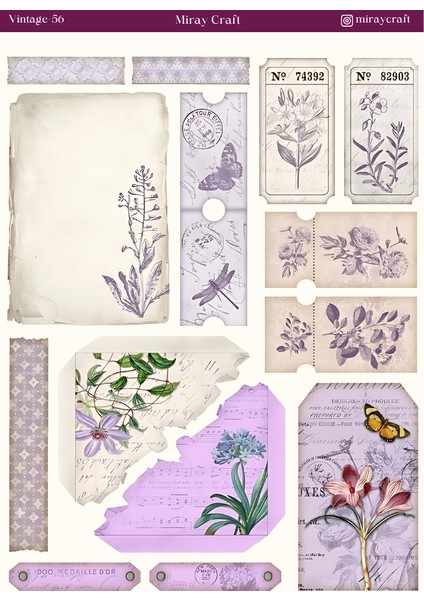1 Adet Vintage Temalı Sticker (12X17 Cm) Bullet Journal, Scrapbook, Ajanda ve Planlayıcı Için