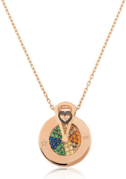 Gümüş Rose Aşk Çarkı Bayan Kolye