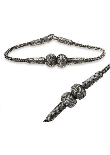 Gümüş Kazaziye Örgü Bileklik