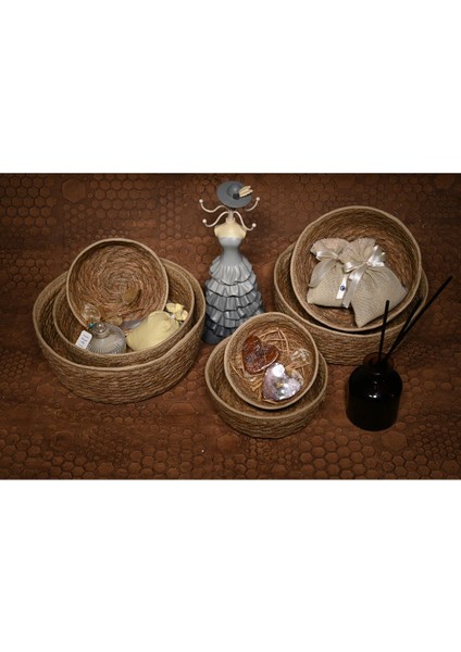 El Dokuma Sepet Seti, Çok Amaçlı Banyo ve Mutfak Organizer 7 Parça Bej