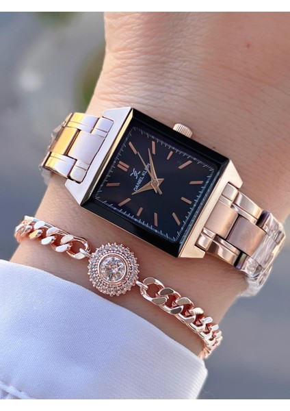 Çelik Kordon 30 mt Suya Dayanıklı 2 Yıl Garantili Kadın Kol Saati+Bileklik BYN.10816.6