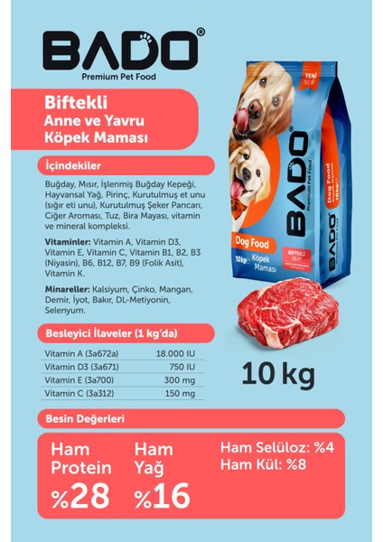 Anne Yavru Köpek Maması Biftekli 10 kg indirimleri