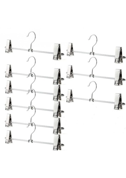 9 Adet Metal Pantolon ve Etek Askısı, Mandallı ve Klipsli, Gri fırsatları